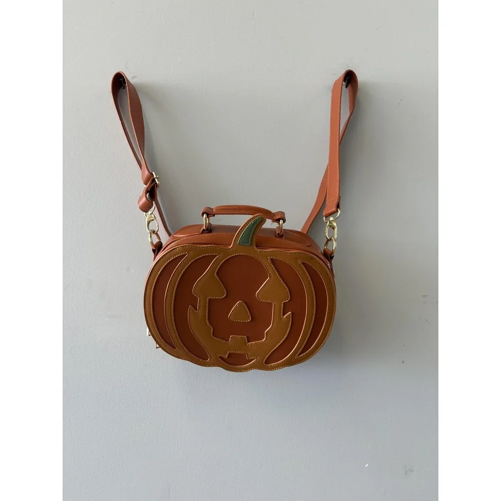Backstitch Bruja Backpack Bag Womens Small Orange Pumpkin Halloween Purse